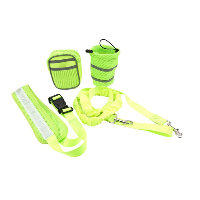 Hands Free Pet Dog Cat Running Jogging Padded Waist Belt Reflective Strip Elastic Leash Perfect Walking Training Dog Leash Set