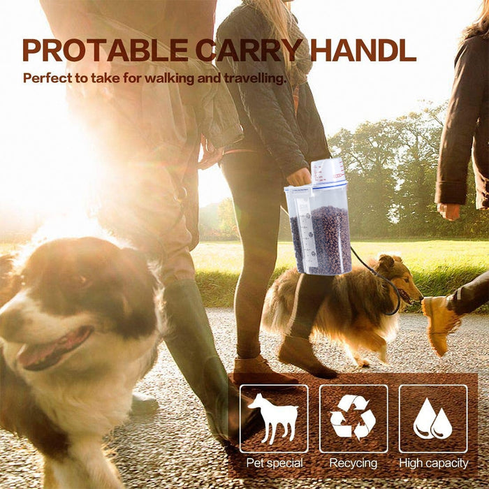 New Portable Plastic Pets Dog Cat Food Storage Container Dry Food Dispenser Puppy Dog Feeder Portable Food Container Feeder