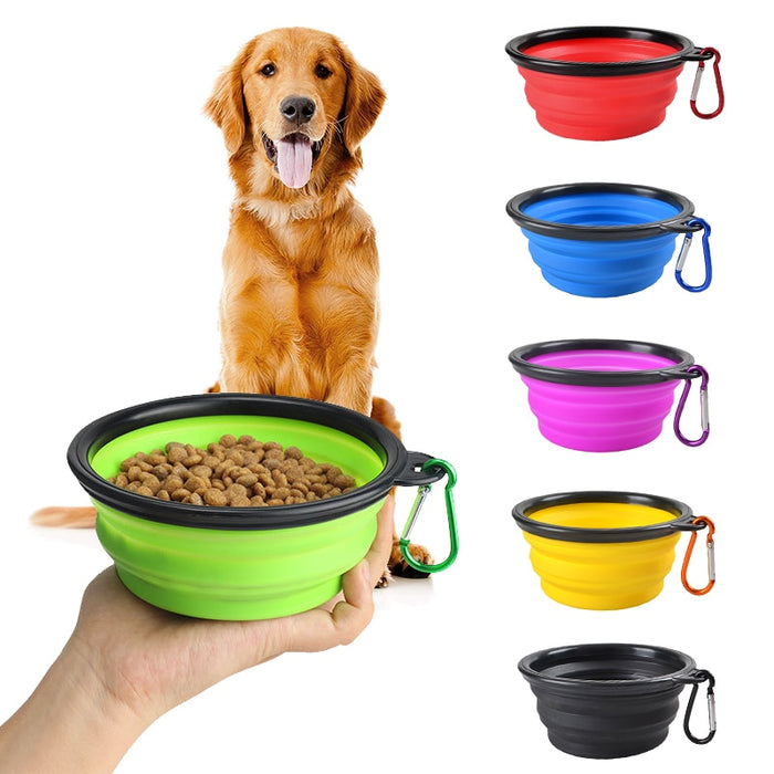 Folding Portable Dog Bowl Travel Bowl with Buckle for Food/Water