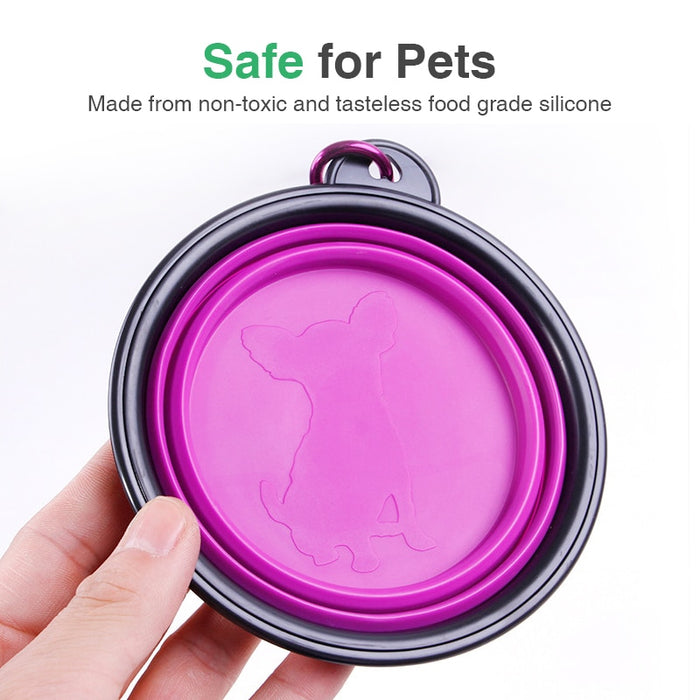 Folding Portable Dog Bowl Travel Bowl with Buckle for Food/Water