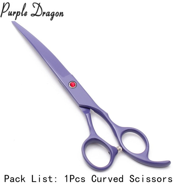 7" Purple Dragon Violet Stainless Dog Grooming Scissors Kit